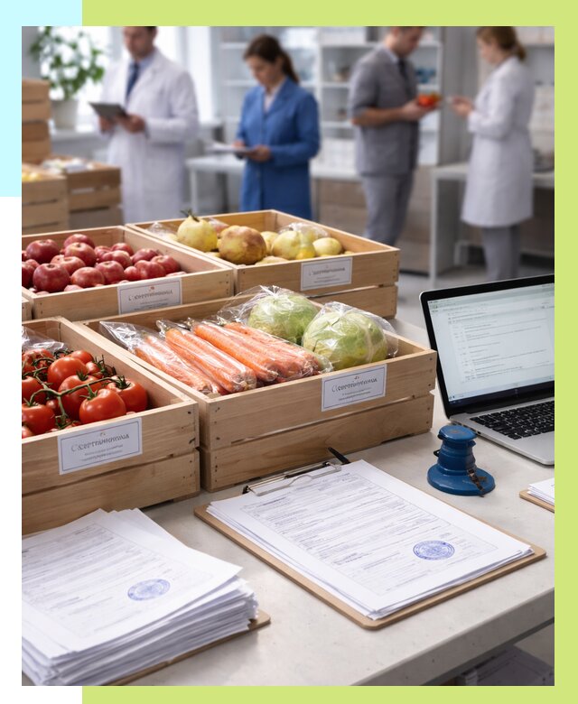 Сертификация овощей и фруктов в Белорецке от 8616 р. | Алешин-Блр